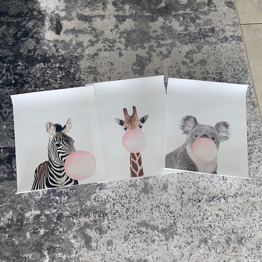 Maebong 3 Animal Bubblegum prints on canvas